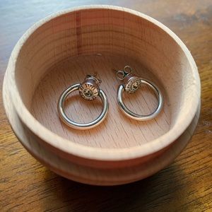 Coach circle stud stone hoop earrings